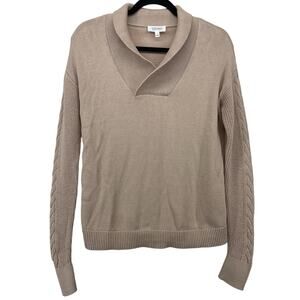 Haven Well Within Size Small Neutral Pullover Sweater V-Neck Cotton Cashmere